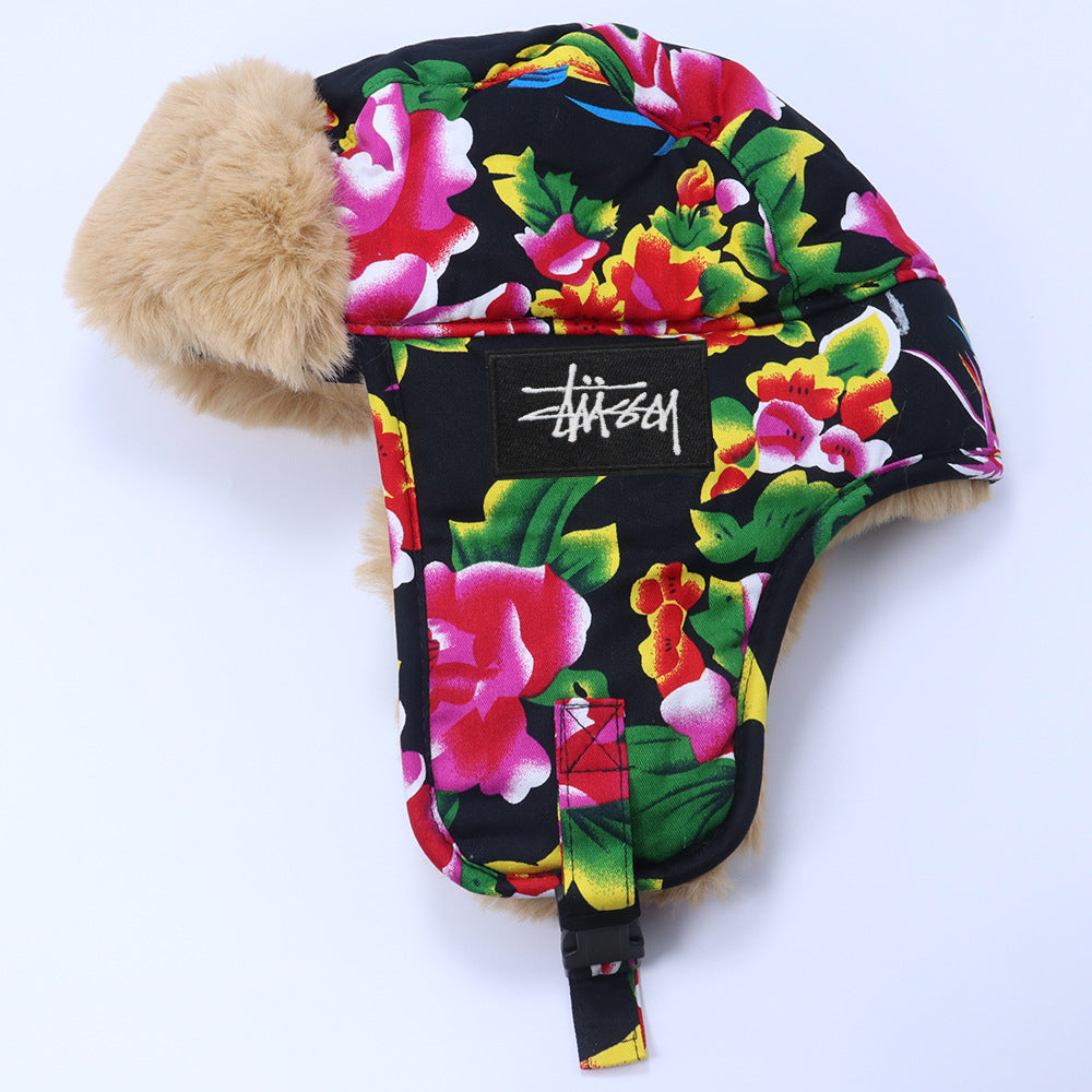 Stussy Hat Lei Feng Hat Winter Warm Fleece Thickened Ethnic Style