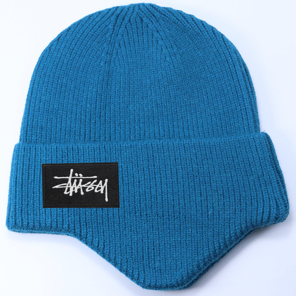 Stussy Hat Winter Knitted Hat Men's and Women's Warm Ear Protector Outdoor Wool Hat