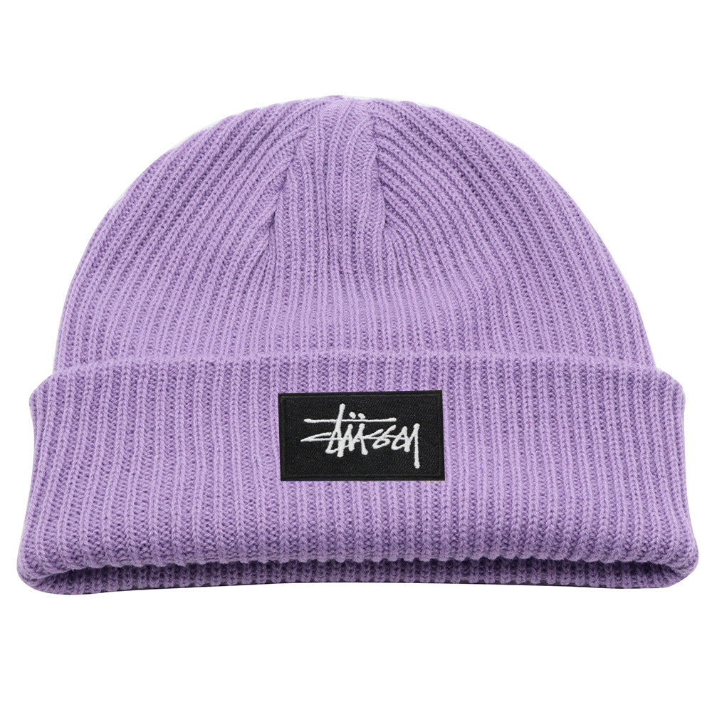 Stussy Hat Winter Solid Color Knitted Hat Skateboard Sports Wool Warm Hat